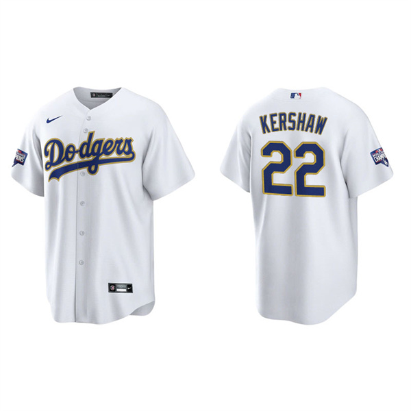 Men's Los Angeles Dodgers Clayton Kershaw White Gold 2021 City Connect Replica Jersey