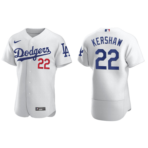 Men's Los Angeles Dodgers Clayton Kershaw White Authentic Home Jersey