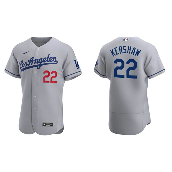 Men's Los Angeles Dodgers Clayton Kershaw Gray Authentic Road Jersey