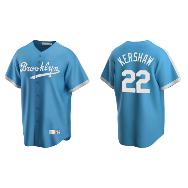 Men's Los Angeles Dodgers Clayton Kershaw Light Blue Cooperstown Collection Alternate Jersey