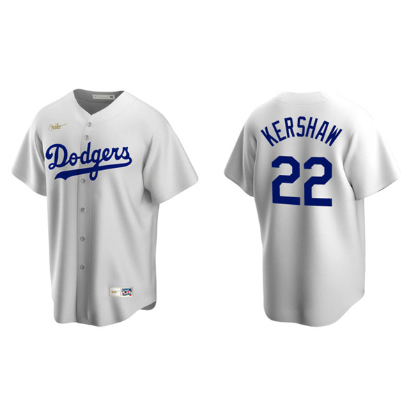 Men's Los Angeles Dodgers Clayton Kershaw White Cooperstown Collection Home Jersey