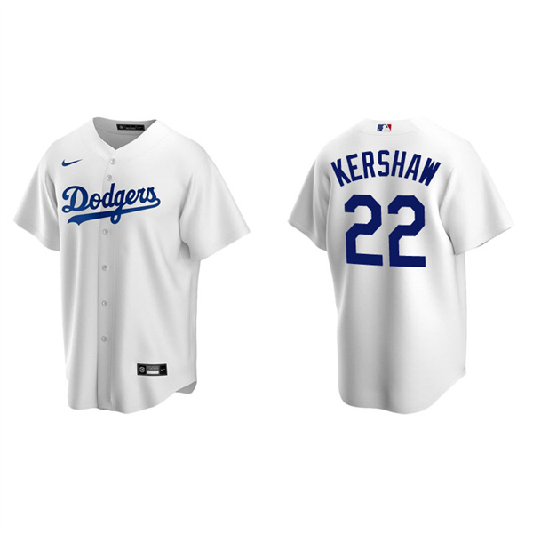 Men's Los Angeles Dodgers Clayton Kershaw White Replica Home Jersey