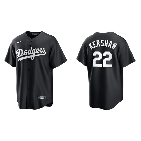 Men's Los Angeles Dodgers Clayton Kershaw Black White Replica Official Jersey