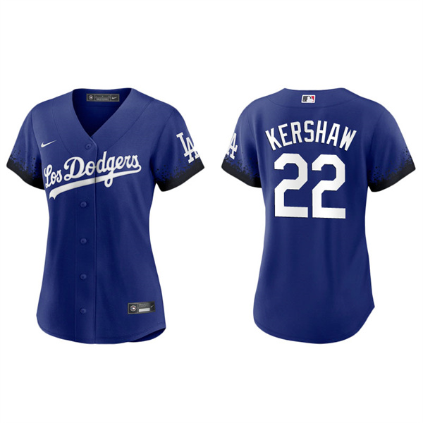 Women's Los Angeles Dodgers Clayton Kershaw Royal 2021 City Connect Replica Jersey