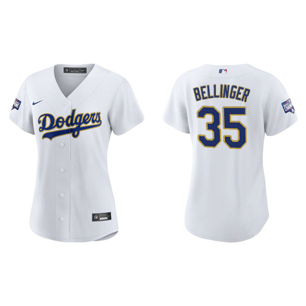 Women's Los Angeles Dodgers Cody Bellinger White Gold 2021 City Connect Replica Jersey