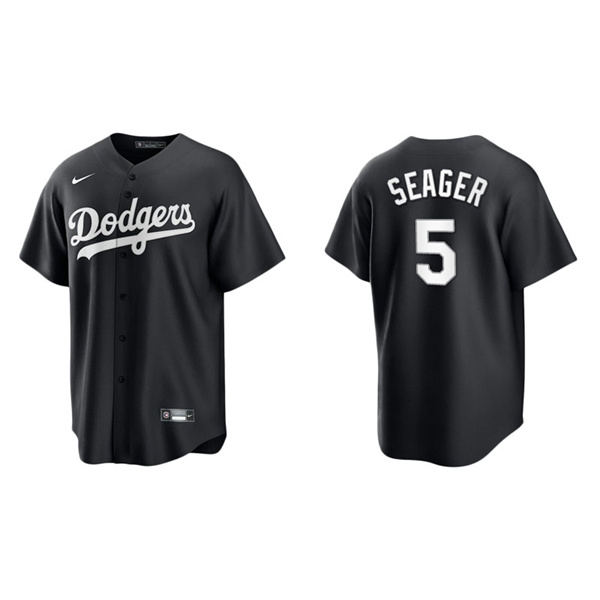 Men's Los Angeles Dodgers Corey Seager Black White Replica Official Jersey