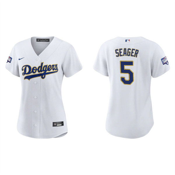 Women's Los Angeles Dodgers Corey Seager White Gold 2021 City Connect Replica Jersey
