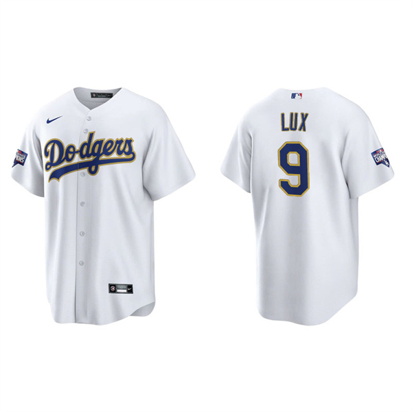 Men's Los Angeles Dodgers Gavin Lux White Gold 2021 City Connect Replica Jersey