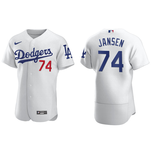 Men's Los Angeles Dodgers Kenley Jansen White Authentic Home Jersey