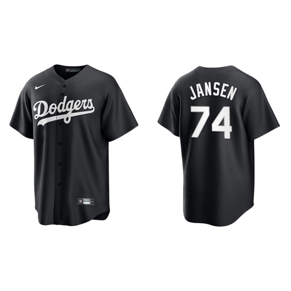 Men's Los Angeles Dodgers Kenley Jansen Black White Replica Official Jersey