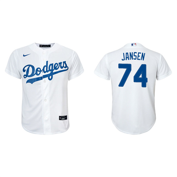 Youth Los Angeles Dodgers Kenley Jansen White Replica Home Jersey
