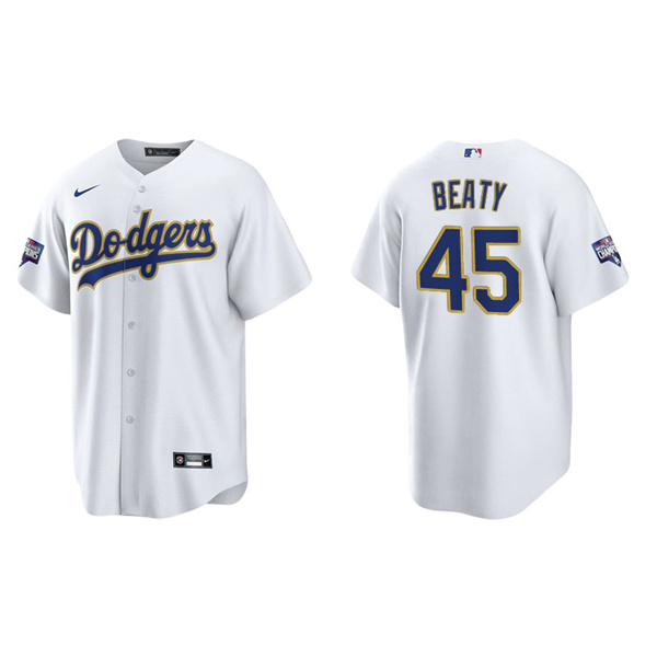 Men's Los Angeles Dodgers Matt Beaty White Gold 2021 City Connect Replica Jersey