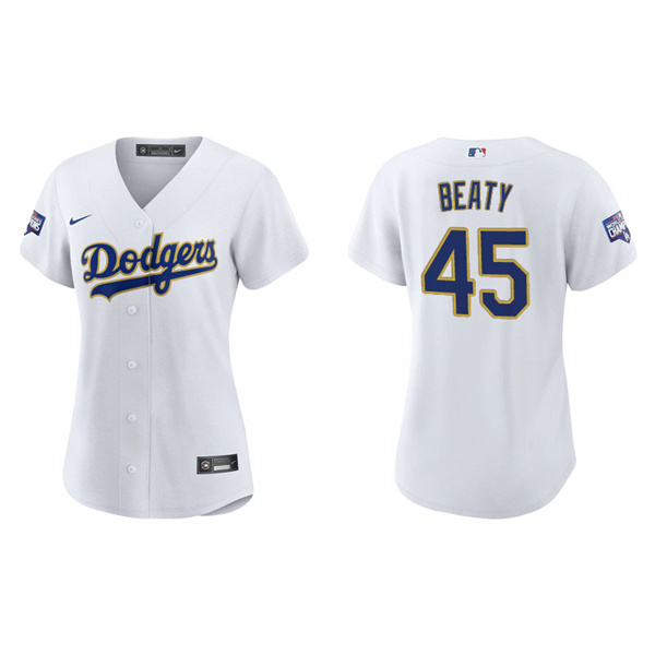 Women's Los Angeles Dodgers Matt Beaty White Gold 2021 City Connect Replica Jersey