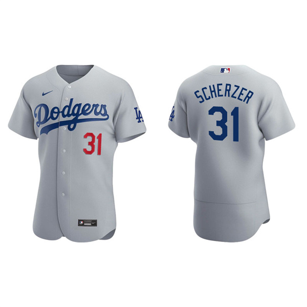 Men's Los Angeles Dodgers Max Scherzer Gray Authentic Alternate Jersey