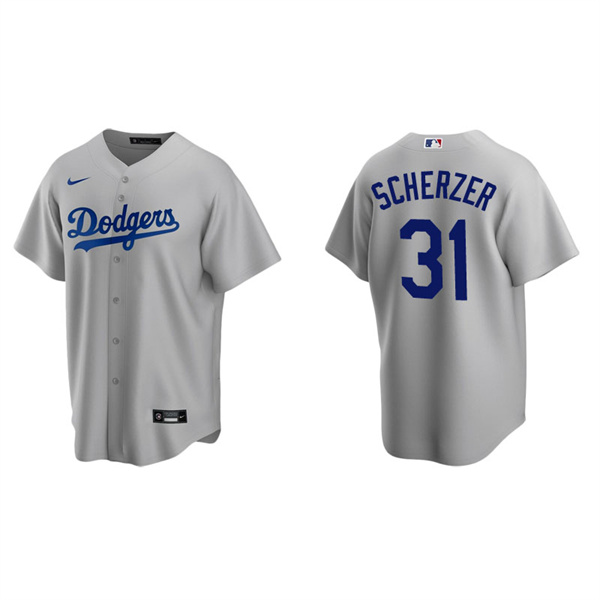 Men's Los Angeles Dodgers Max Scherzer Gray Replica Alternate Jersey