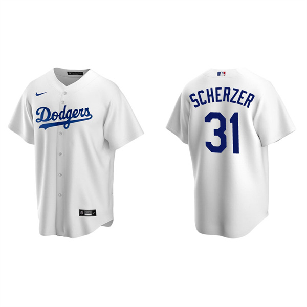 Men's Los Angeles Dodgers Max Scherzer White Replica Home Jersey