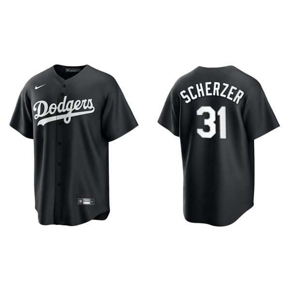 Men's Los Angeles Dodgers Max Scherzer Black White Replica Official Jersey