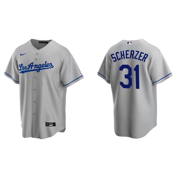 Men's Los Angeles Dodgers Max Scherzer Gray Replica Road Jersey