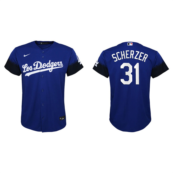 Youth Los Angeles Dodgers Max Scherzer Royal 2021 City Connect Replica Jersey