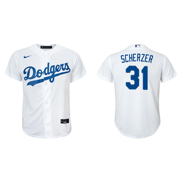 Youth Los Angeles Dodgers Max Scherzer White Replica Home Jersey