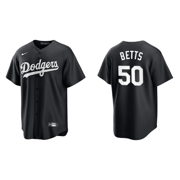 Men's Los Angeles Dodgers Mookie Betts Black White Replica Official Jersey