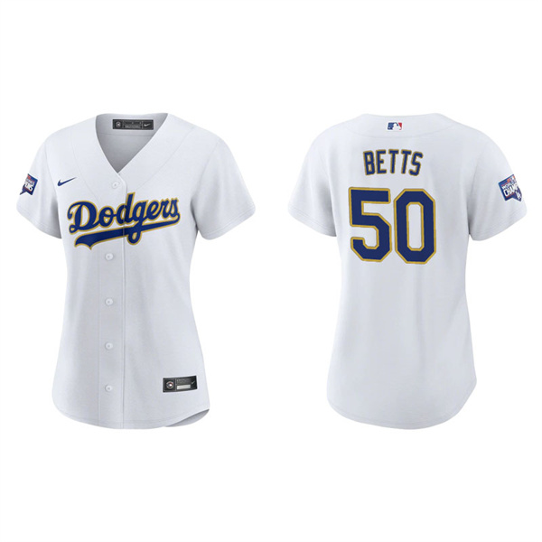 Women's Los Angeles Dodgers Mookie Betts White Gold 2021 City Connect Replica Jersey