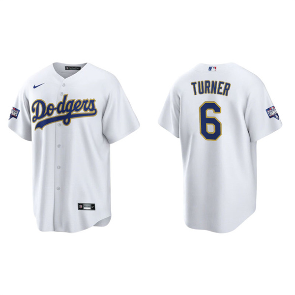 Men's Los Angeles Dodgers Trea Turner White Gold 2021 City Connect Replica Jersey