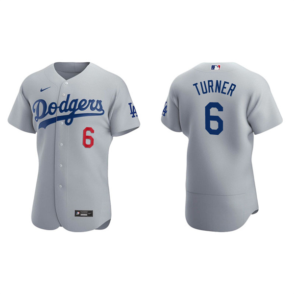 Men's Los Angeles Dodgers Trea Turner Gray Authentic Alternate Jersey
