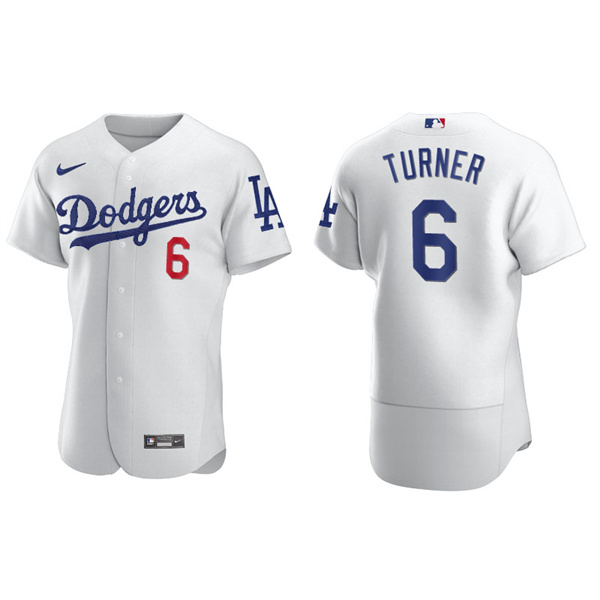 Men's Los Angeles Dodgers Trea Turner White Authentic Home Jersey