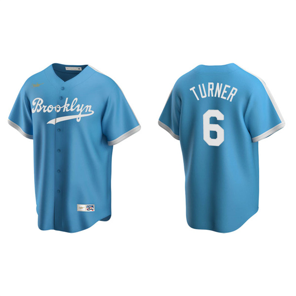Men's Los Angeles Dodgers Trea Turner Light Blue Cooperstown Collection Alternate Jersey