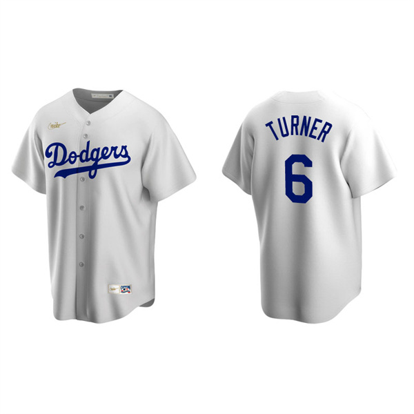 Men's Los Angeles Dodgers Trea Turner White Cooperstown Collection Home Jersey