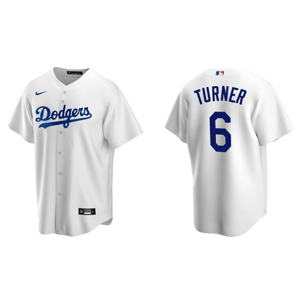 Men's Los Angeles Dodgers Trea Turner White Replica Home Jersey