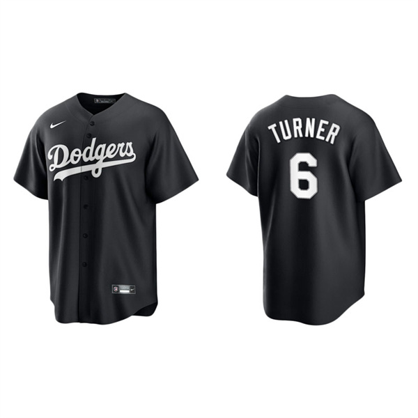 Men's Los Angeles Dodgers Trea Turner Black White Replica Official Jersey