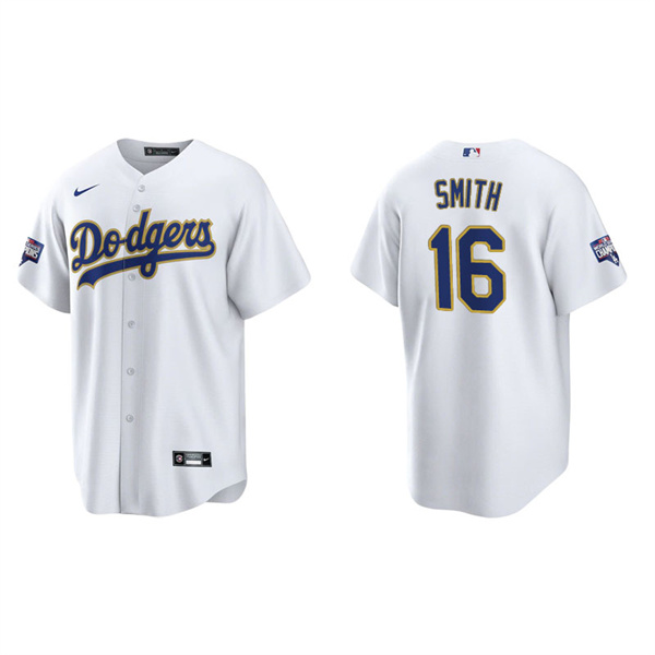 Men's Los Angeles Dodgers Will Smith White Gold 2021 City Connect Replica Jersey