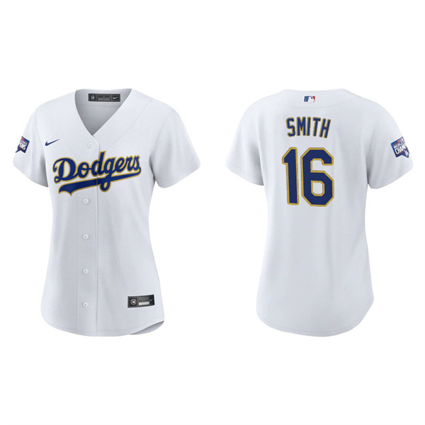 Women's Los Angeles Dodgers Will Smith White Gold 2021 City Connect Replica Jersey