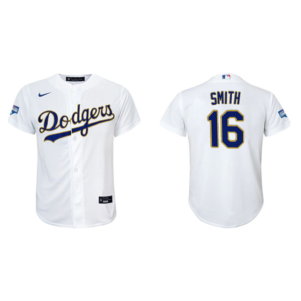 Youth Los Angeles Dodgers Will Smith White Gold 2021 City Connect Replica Jersey