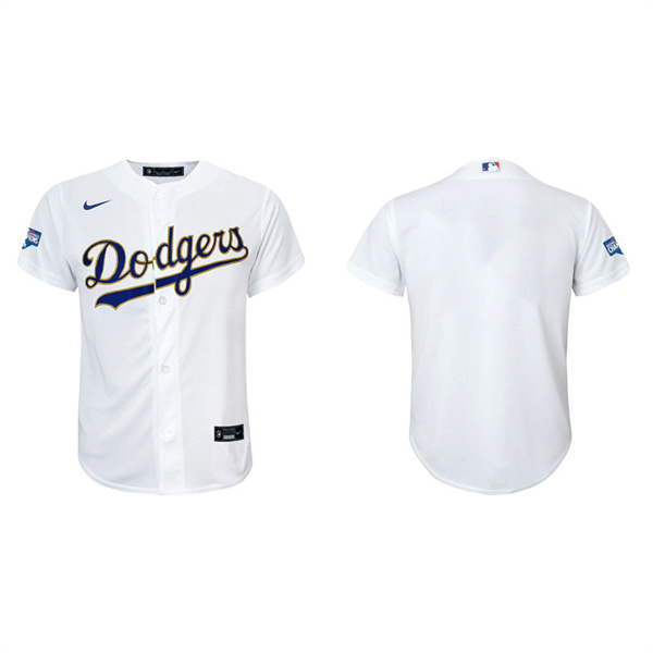 Youth Los Angeles Dodgers White Gold 2021 City Connect Replica Jersey