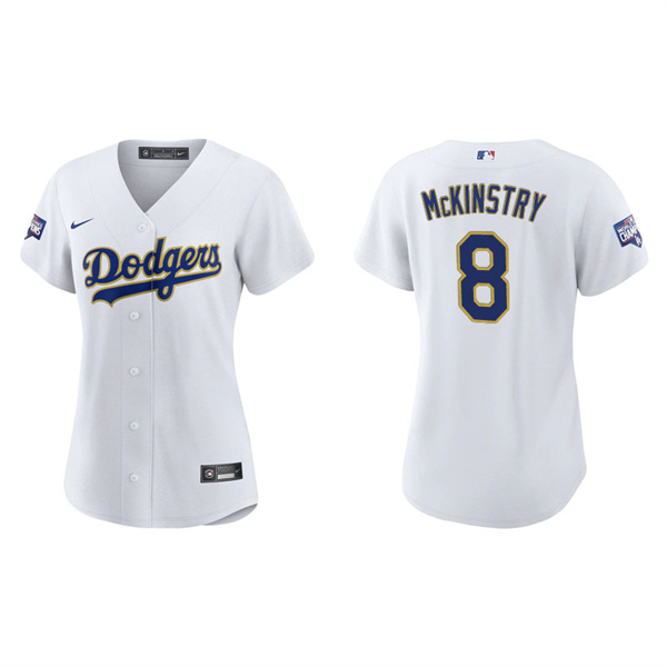 Women's Los Angeles Dodgers Zach McKinstry White Gold 2021 City Connect Replica Jersey