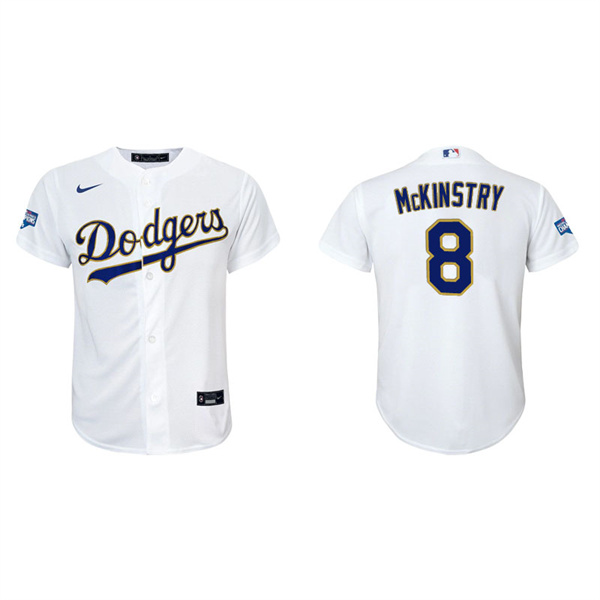 Youth Los Angeles Dodgers Zach McKinstry White Gold 2021 City Connect Replica Jersey