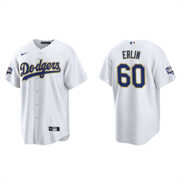 Men's Robbie Erlin Los Angeles Dodgers White Gold 2021 City Connect Replica Jersey