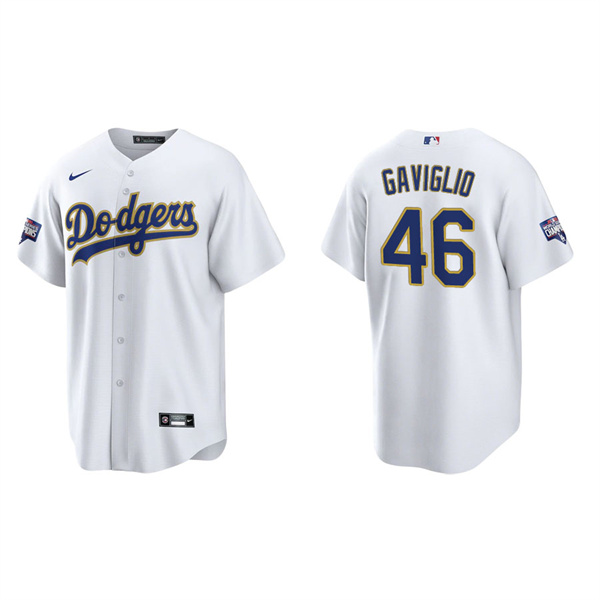 Men's Sam Gaviglio Los Angeles Dodgers White Gold 2021 City Connect Replica Jersey