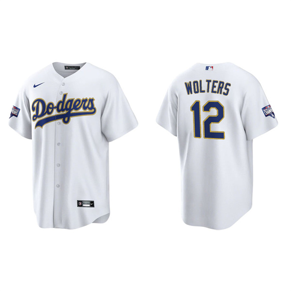 Men's Tony Wolters Los Angeles Dodgers White Gold 2021 City Connect Replica Jersey