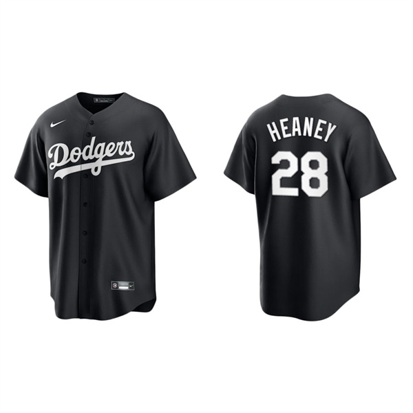 Men's Los Angeles Dodgers Andrew Heaney Black White Replica Official Jersey