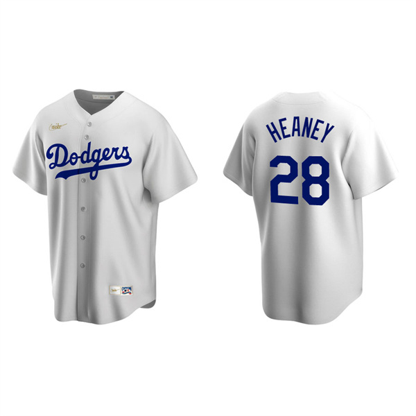 Men's Los Angeles Dodgers Andrew Heaney White Cooperstown Collection Home Jersey