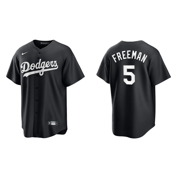 Men's Los Angeles Dodgers Freddie Freeman Black White Replica Official Jersey