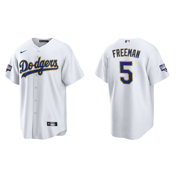 Men's Los Angeles Dodgers Freddie Freeman White Gold 2021 City Connect Replica Jersey