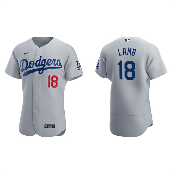 Men's Los Angeles Dodgers Jake Lamb Gray Authentic Alternate Jersey