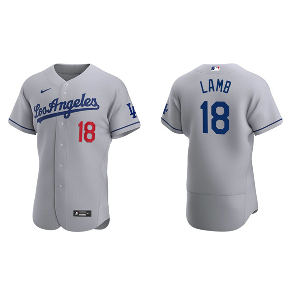 Men's Los Angeles Dodgers Jake Lamb Gray Authentic Road Jersey