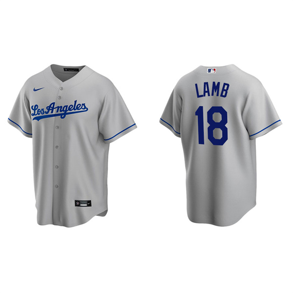 Men's Los Angeles Dodgers Jake Lamb Gray Replica Road Jersey