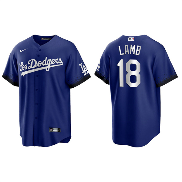 Men's Los Angeles Dodgers Jake Lamb Royal 2021 City Connect Replica Jersey